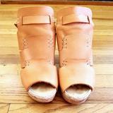 Free People Shoes | Free People Cork Wedge Platform Sz37 | Color: Cream/Tan | Size: 7