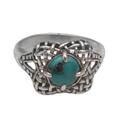 Woven Petals,'Handmade 925 Sterling Silver Natural Turquoise Cocktail Ring'