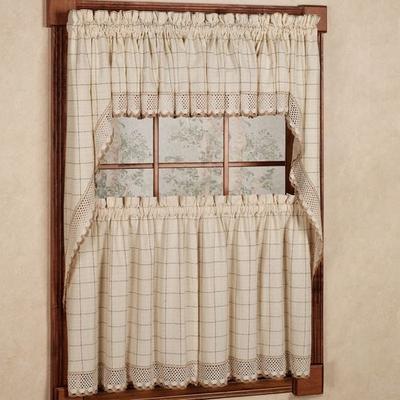 Adirondack Tier and Valance Set, 60 x 30, White/Gr...