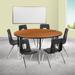 "60"" Circle Wave Oak Table Set - Flash Furniture XU-GRP-16CH-A60-HCIRC-OAK-T-A-GG"