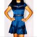 Anthropologie Dresses | Foxiedox Blue Satin & Lace Fit & Flare Cutout Mini | Color: Blue | Size: S