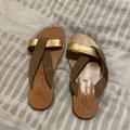 Free People Shoes | Free People Slip-On Sandals | Color: Gold/Tan | Size: 7