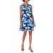 Nine West Dresses | Nine West Shirt Dress Printed Trapeze Mini, Blue Black Multi Size 14 New | Color: Blue | Size: 14