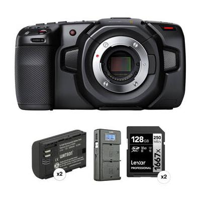 Blackmagic Design Pocket Cinema Camera 4K Kit with 2 x Batteries, Dual Charger & 2 x SD Cards CINECAMPOCHDMFT4K