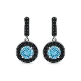 Belk & Co 1.6 Ct. T.w. Blue Topaz And 1/2 Ct. T.w. Black Spinel Drop Earrings In Sterling Silver, White