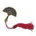 Bungalow Rose Feng Shui Peacock Feather Mirror Fan Amulet Keychain Tassel Bad Luck Wall Décor Metal in Blue/Gray/Red | 4 H x 2 W x 1 D in | Wayfair