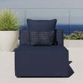 Modway Saybrook Outdoor Patio Upholstered Sectional Sofa Armless Chair in Blue | 25.5 H x 34.5 W x 29.5 D in | Wayfair EEI-4209-NAV