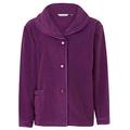 Slenderella Ladies 24"/61cm Luxury Soft Purple Fleece Collared Button Up Bed Jacket with Classic Satin Trim Size Small 10 12