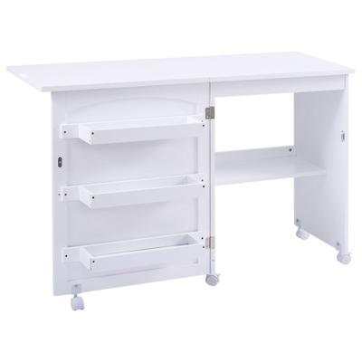 Costway White Folding Swing Craft Table Storage Sh...