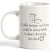 Trinx Coffee Keeps Me Busy Until Is Acceptable to Start Drinking Alcohol Coffee Mug Ceramic in Black/Brown/White | 4 H in | Wayfair