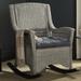 Birch Lane™ Arminta Rocking Chair Wood/Wicker/Rattan/Solid Wood/Fabric in Gray | 40.1 H x 28.3 W x 35.4 D in | Wayfair