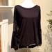 Free People Tops | Free People Black Long Sleeve Mesh / Ruffled Top | Color: Black | Size: S