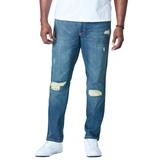 Men's Big & Tall Liberty Blues™ Athletic Fit Side Elastic 5-Pocket Jeans by Liberty Blues in Distressed (Size 64 38)