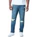 Men's Big & Tall Liberty Blues™ Athletic Fit Side Elastic 5-Pocket Jeans by Liberty Blues in Distressed (Size 64 38)