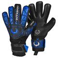 Renegade GK Vortex Shadow Goalie Gloves | 3.5+3mm Hyper Grip & 4mm Duratek | Black & Blue Goal Keeper Gloves (Size 10, Adult, Mens, Negative Cut, Level 3)