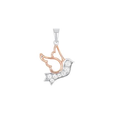 amor - Motivanhänger für Damen, 925 Sterling Silber, Zirkonia synth. | Taube Charms & Kettenanhänger 1 ct