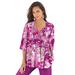 Plus Size Women's Tara Pleated Big Shirt by Roaman's in Raspberry Bloom Floral (Size 32 W) Top