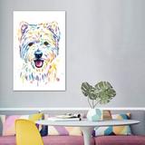 East Urban Home Westie by Lisa Whitehouse - Graphic Art Print Canvas/Metal in Blue/Orange/White | 60 H x 40 W x 1.5 D in | Wayfair