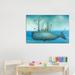 East Urban Home The Island by Neil Thompson - Graphic Art Print Canvas/Metal in Blue/White | 32 H x 48 W x 1.5 D in | Wayfair