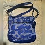 Coach Bags | Coach Optic Signature Navy Blue/Silver Crossbody Duffel | Color: Blue/Silver | Size: Os