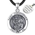 EUDORA Sterling Silver St Michael, St Christopher, St George and Dragon, Praying Hand Cross Necklace for Man Women, Vintage Lucky Gifts for Son, Boy, Boyfriend, Husband, 24 inch Cord, Metal