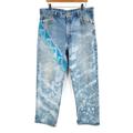 Carhartt Jeans | Carhartt Custom Painted Dye Flannel Lined Jeans 38 | Color: Blue | Size: 38