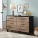 Sand & Stable™ Baby & Kids Arlen 6-Drawer Double Dresser Weathered Oak and Matte Black Wood in Black/Brown | 32 H x 51.25 W x 18.25 D in | Wayfair