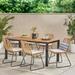 Bayou Breeze Rectangle 6 - Person 70.75" Long Outdoor Dining Set Wood/Wicker/Rattan in Black/Brown/White | Wayfair 74EF0CB03A8D4584BCC1BE71DB83498A