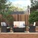 Andover Mills™ Laurita 4 Piece Rattan Lounge Dining w/ Cushions Synthetic Wicker/All - Weather Wicker/Wicker/Rattan in Black | Outdoor Furniture | Wayfair