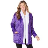 Plus Size Women's Sherpa Lined Collar Microfleece Bed Jacket by Dreams & Co. in Plum Burst (Size L) Robe