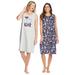 Plus Size Women's 2-Pack Sleeveless Sleepshirt by Dreams & Co. in Navy Paisley Hearts (Size 14/16) Nightgown