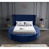 Wildon Home® Dorgan Tufted Low Profile Storage Platform Bed Upholstered/Velvet in Blue | 55 H x 110 W x 100.5 D in | Wayfair