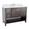 "49"" Single vanity in Silvery Brown finish with White Carrara top and rectangle sink - BellaTerra 400300-SB-WMR"