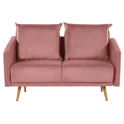 Sofa Rosa Samtstoff 2-Sitzer 130 x 78 x 68 abnehmbare Kissenbezüge Minimalistisch Retro Wohnzimmer / Flur / Arbeitzimmer