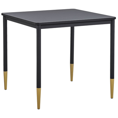 Esstisch Schwarz und Gold 80 x 80 cm MDF glänzende Tischplatte mit Metallbeinen Modern Glamour Stil Küche Esszimmer Wohn