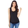 Plus Size Women's Lace Trim Satin Tank by Denim 24/7 in Black (Size 14 W)