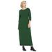 Plus Size Women's 3/4 Sleeve Knit Maxi Dress by ellos in Midnight Green (Size 2X)