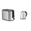 WMF Bueno Pro Toaster Edelstahl, 2 Scheiben, 6 Bräunungsstufen, 870 W, edelstahl matt & Stelio Wasserkocher Edelstahl 1,2l, elektrischer Wasserkocher mit Kalk-Wasserfilter, 2400 W, edelstahl matt