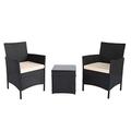 Ambientehome 3tlg. Polyrattan Set Schwarz Möbelset