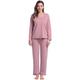 Long Sleeve Pullover Sleepwear Pjs for Women Cotton Pajamas Shirt and Pants Set(Dusty Rose,XXL)
