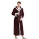 Mens Long Dressing Gown Hooded Nightwear Fluffy Soft Bathrobe Plush Fleece Robe Full Length Loungewear Birthday Presents Xmas Gifts M L XL