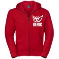 Berik Classic Z Felpa con cappuccio zip, bianco-rosso, dimensione 2XL