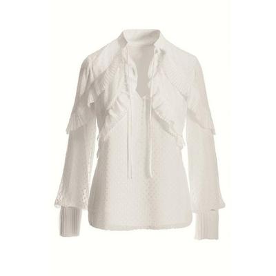 Customer Favorite Boston Proper Ruffle Inset Swiss Dot Blouse Off White Small Accuweather Shop