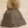 J. Crew Accessories | J Crew Beanie Hat With Faux Fur Pom Pom Grey | Color: Gray | Size: Os