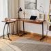 Inbox Zero L-Shape Desk Wood/Metal in Brown | 29.5 H x 58 W x 44 D in | Wayfair 9468F2CD06044576A596C9780B6A4ACC