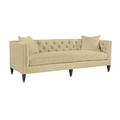 Lillian August Wright 96" Tuxedo Arm Sofa w/ Reversible Cushions in Brown/Green/Indigo | 34 H x 96 W x 37 D in | Wayfair LA7154S_LEE CREAM