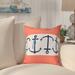 Breakwater Bay Anchor Print Outdoor Square Pillow Cover & Insert Polyester/Polyfill blend in Orange | 16 H x 16 W x 6 D in | Wayfair