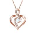 Necklace for Women Rose Gold 925 Sterling Silver Infinity Necklaces Love Heart Opal Pendant Jewellery Gifts for Wife Mother Best Friend