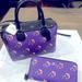 Coach Bags | Coach Purple Floral Satchel And Wallet | Color: Purple | Size: 9"L X 5"W X 6.5"H