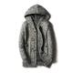 Huntrly Men's Sweater Autumn and Winter British Fashion Mid-Length Windbreaker Thick Hooded Sweater Cardigan Horn Button Jacket XL Gray